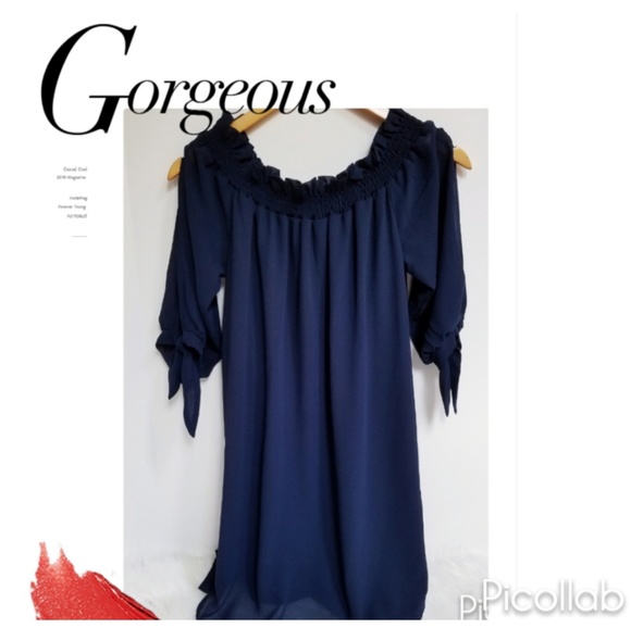 City Triangles Dresses & Skirts - City Triangles Navy Off-Shoulder Dress
